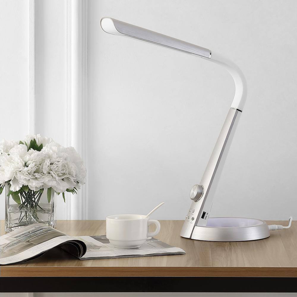Milton 19" Silver Aluminum Adjustable LED Task Lamp with USB