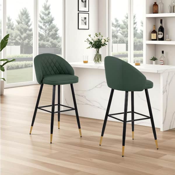 New Classic Furniture Oliver Green Faux Leather Upholstered Bar Stools (Set of 2)