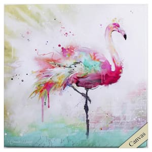 Rainbow Flamingo 1 Watercolor Canvas Wooden Wall Art