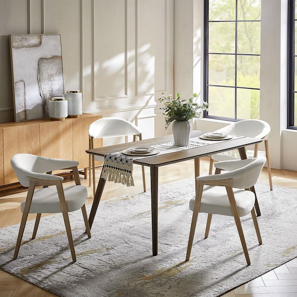 JAYDEN CREATION Elisa Ivory Polyester Mid-Century Modern Dinning