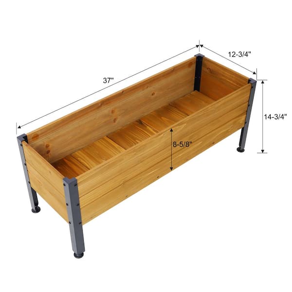 37 x 12.75 x 14. 75 in. Wood Brown Outdoor Rectangular Planters Herbs Vegetables Flowers