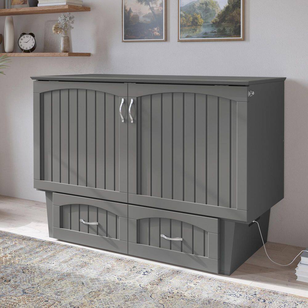 Nantucket White Murphy Bed Chest with Full Mattress - thumbnail 7