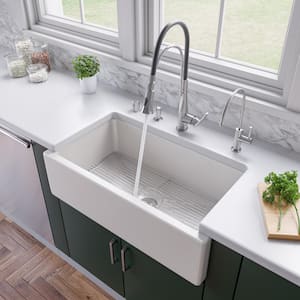 Farmhouse Fireclay 33 in. Single Bowl Kitchen Sink in White