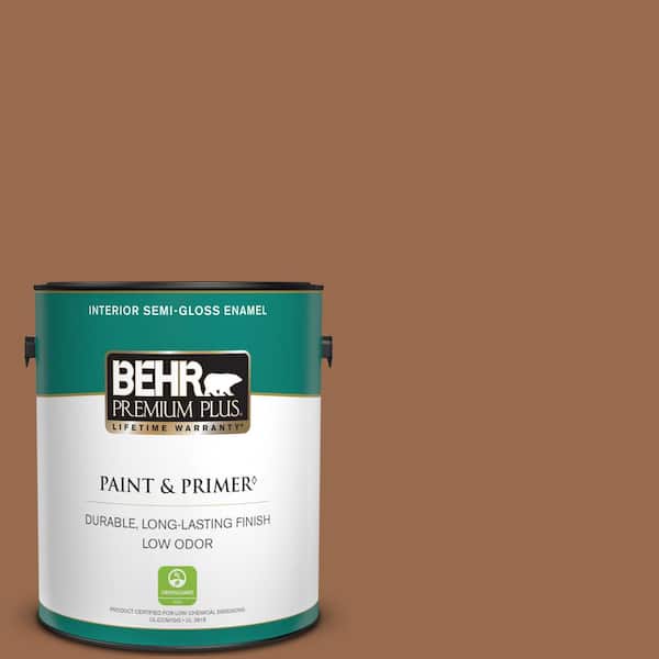 BEHR PREMIUM PLUS 1 gal. #S230-7 Toasted Bagel Semi-Gloss Enamel Low Odor Interior Paint & Primer