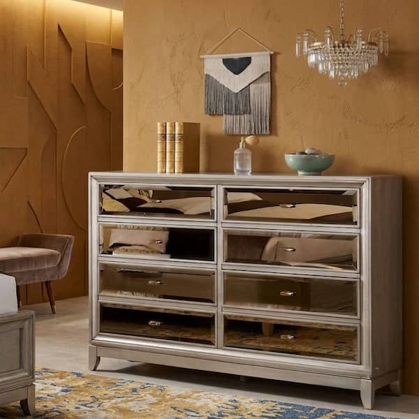 gold and silver dresser William's Home Furnishing Silynne 8 Drawer 58 in. Wide WI7295SV-D 30-percent-off