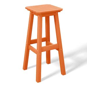 Laguna 29 in. HDPE Plastic All Weather Backless Square Seat Bar Height Outdoor Bar Stool in Orange
