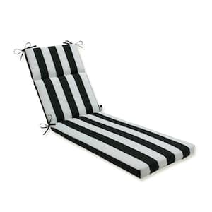 Striped 21 x 28.5 Outdoor Chaise Lounge Cushion in Black/White Cabana Stripe