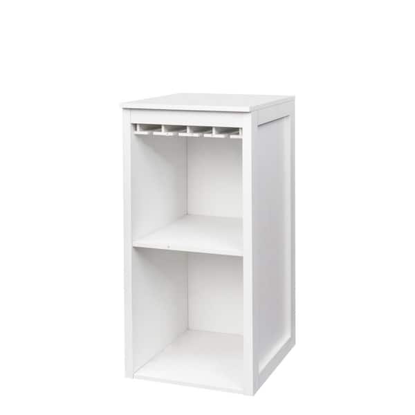 Unbranded 4-Bottle White MDF Modular Wine Rack Wine Bar Cabinet with Hutch for Dining Room
