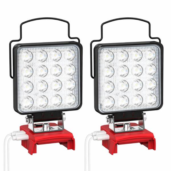 2-Pack 70W 7000LM Cordless Work Light 18V Tool Packs Low Voltage Protection Type-C USB Charging Port