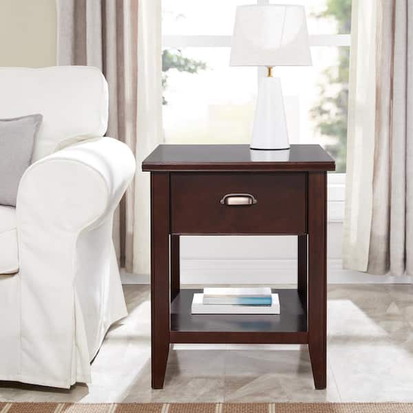 Laurent 20 in. W Chocolate Cherry Secret Compartment Wooden Side Table