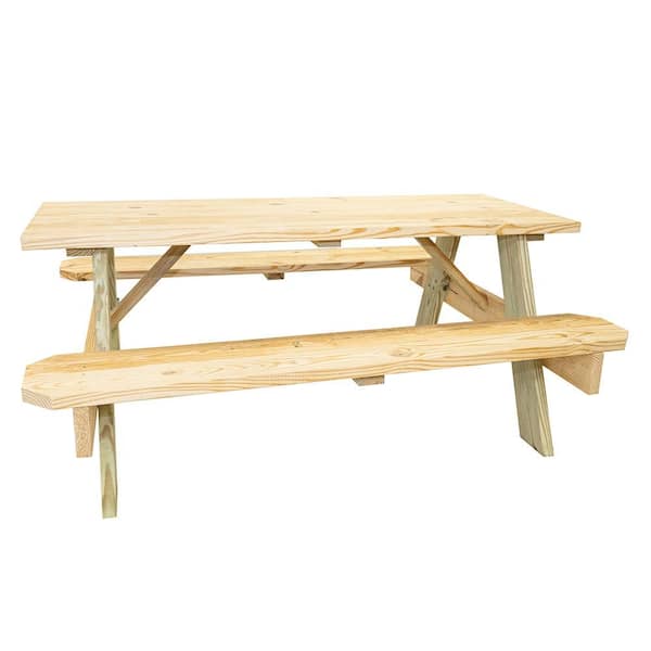 Unbranded 30.5 in. x 71 in. Deluxe 59 in. Picnic Table with Treated Legs