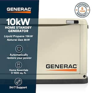 10,000 Watt - Dual Fuel Air- Cooled Whole House Home Standby Generator, Smart Home Monitoring