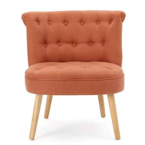 Cicely Tufted Orange Fabric Accent Chair