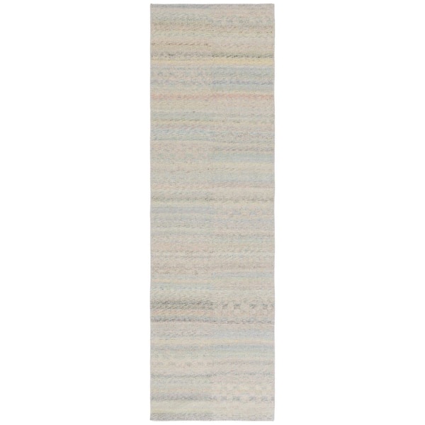 Cabo 2 ft. x 8 ft. Blue/Green Striped Geometric Runner Rug