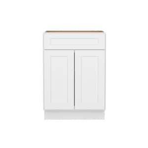 Easy-DIY 24 in. W x 24 in. D x 34.5 in. H Ready to Assemble Drawer Base Kitchen Cabinet in Shaker White with 2-Doors