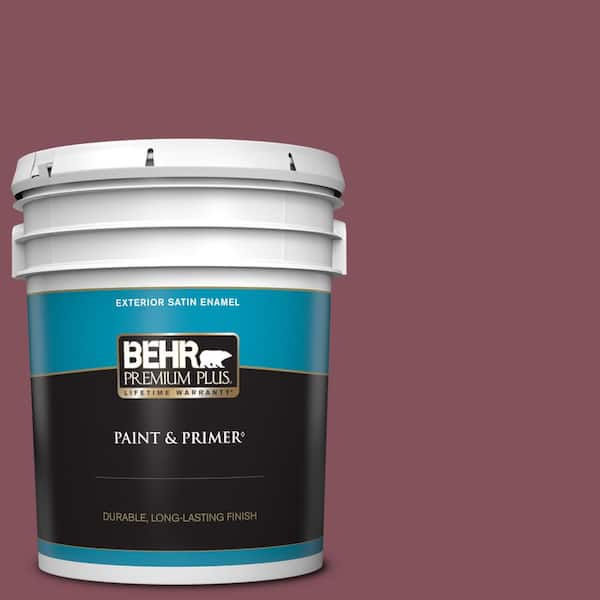 BEHR PREMIUM PLUS 5 gal. #PPU1-15 So Merlot Satin Enamel Exterior Paint & Primer