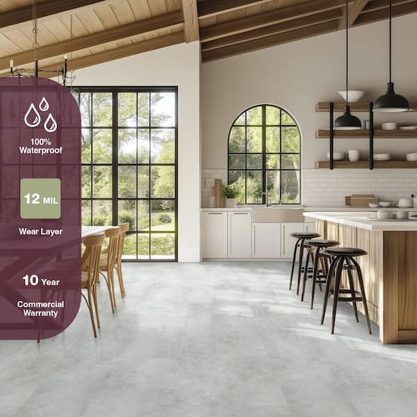 Mountains Grey 12 MIL x 12 in. W x 24 in. L Waterproof Click Lock Luxury Vinyl Plank Flooring (19.37 sq. ft./Case)