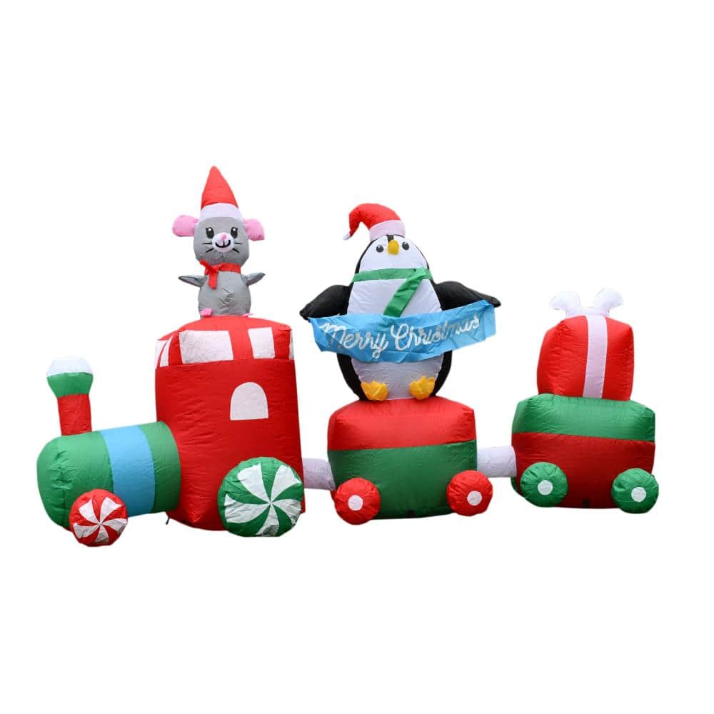 4 ft. x 7 ft. Inflatable Merry Christmas Choo Choo Train with LED Lights