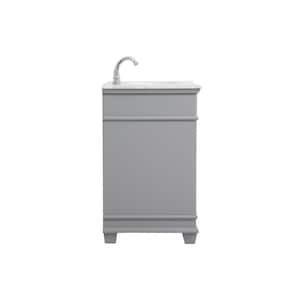 Timeless Home 30 in. W x 21.5 in.D x 35 in.H Single Bath Vanity in Grey with Marble Vanity Top in White with White Basin