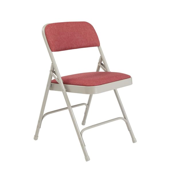 National Public Seating Burgundy Fabric Padded Seat Stackable Folding Chair (Set of 4)