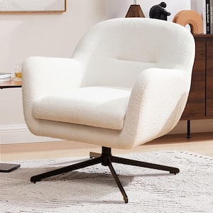 Muse Off White Velvet Modern Button Tufted Accent Task Chair with Swivel Chrome Base
