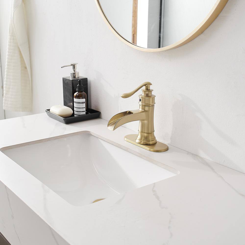 Elegance Brushed Gold Single-Handle Low-Arc Bathroom Faucet