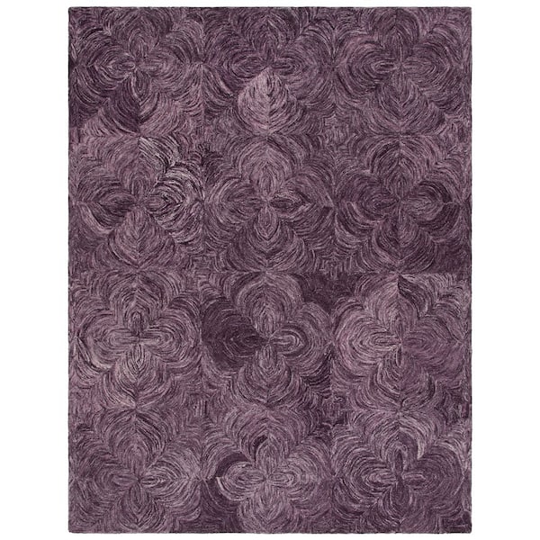 Ikat 8 ft. x 10 ft. Purple Floral Swirl Area Rug