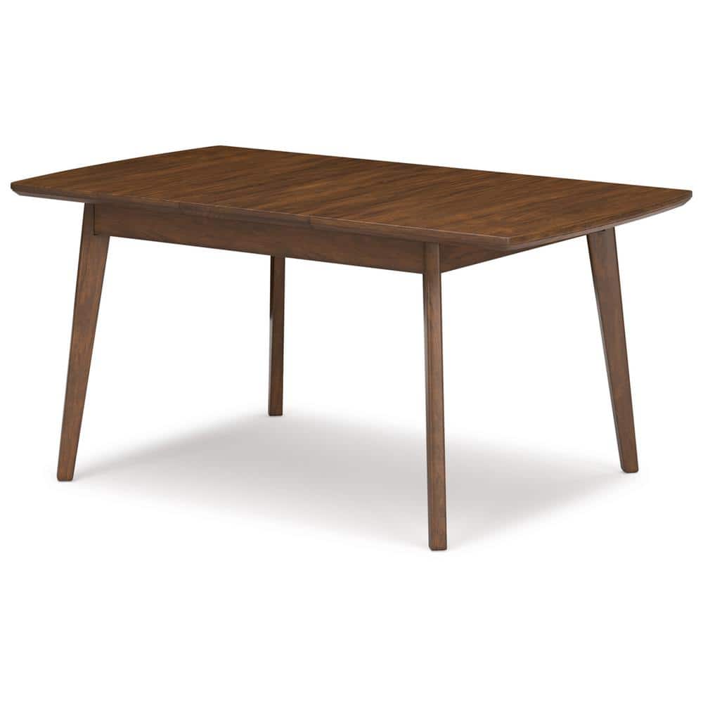 Mid-Century Modern Brown Wood Extendable Dining Table