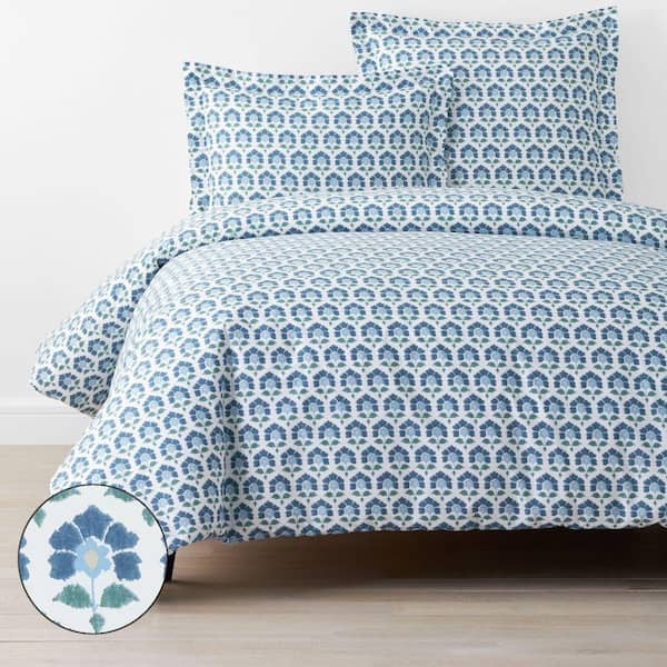 Company Cotton Ellary Butti Blue Multi Twin/Twin XL Cotton Percale Duvet Cover