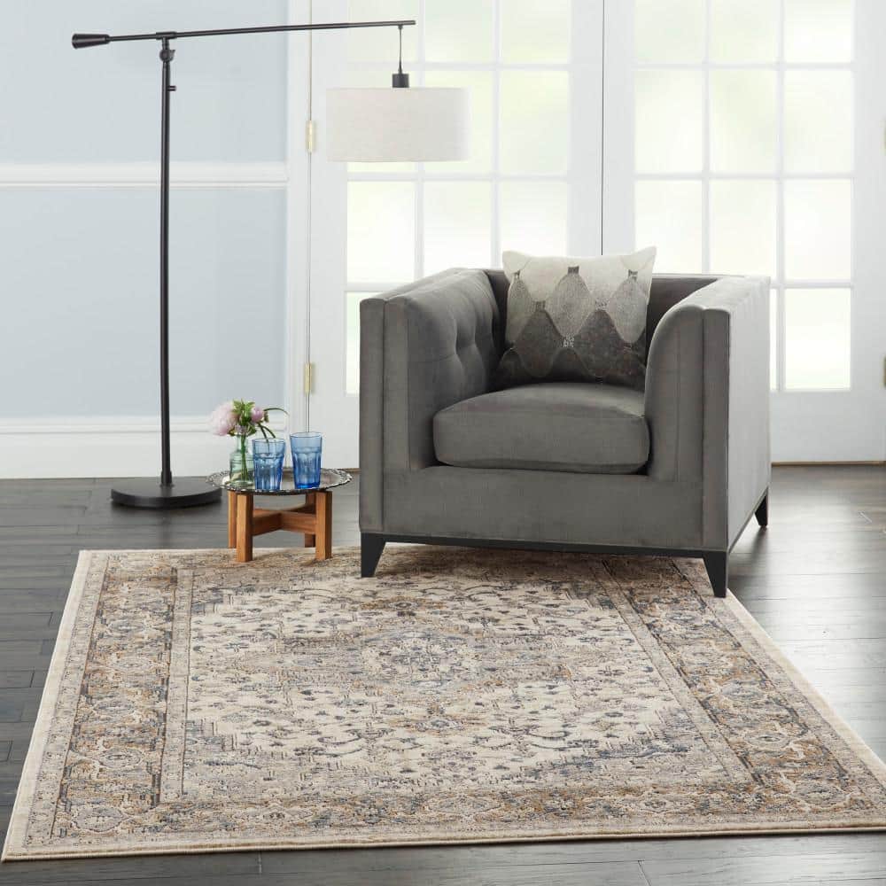 Braided Ivory/Grey Synthetic 6' x 9' Handmade Rectangular Rug