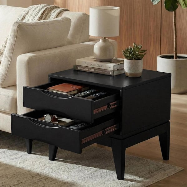 Harper 22 in. Wide Square Solid Wood End Table in Black