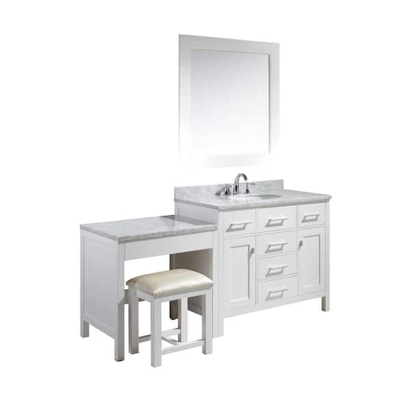 Design Element London 42 In W X 22, Bathroom Vanity With Makeup Table 72