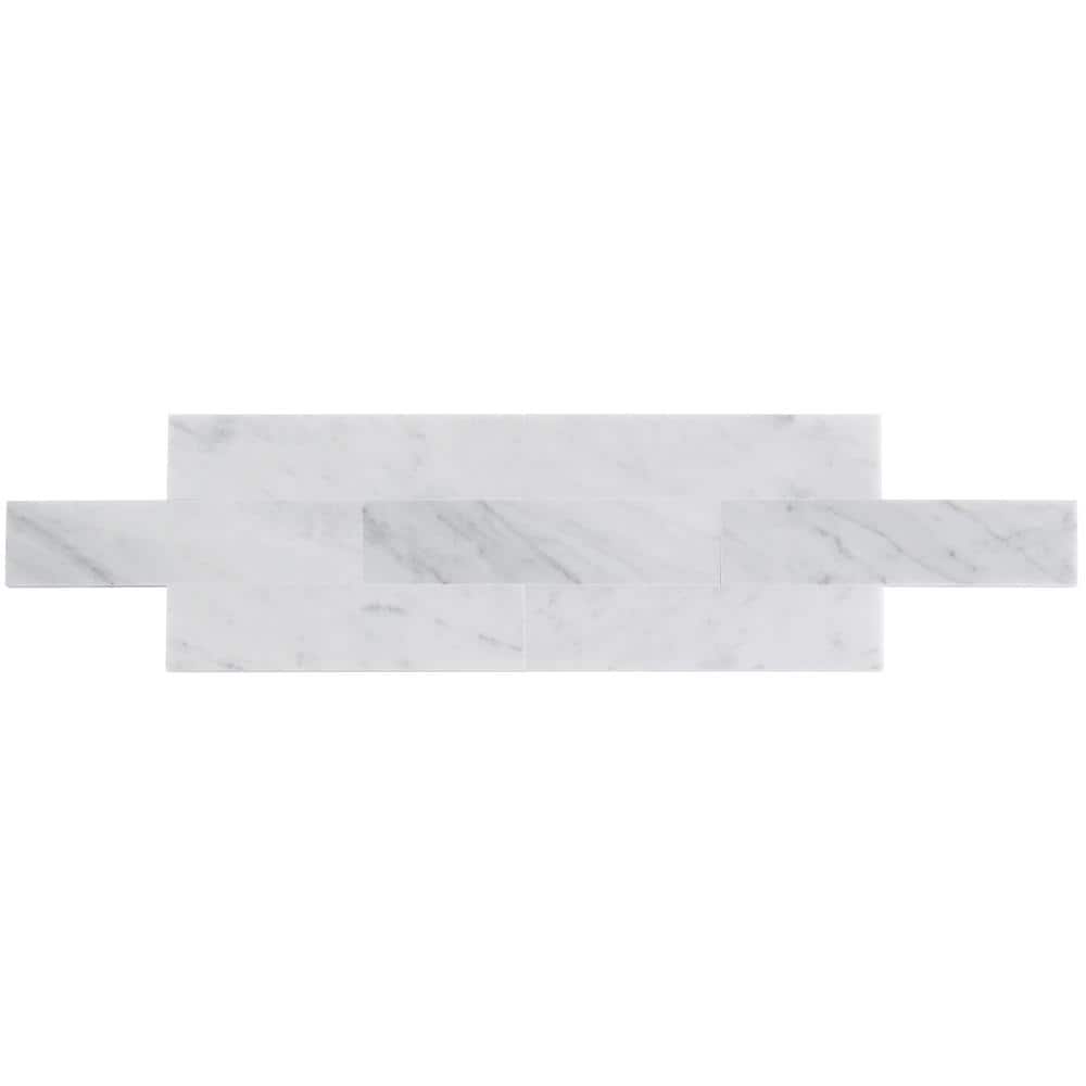 Carrara White 2x8 Honed Marble Subway Tile