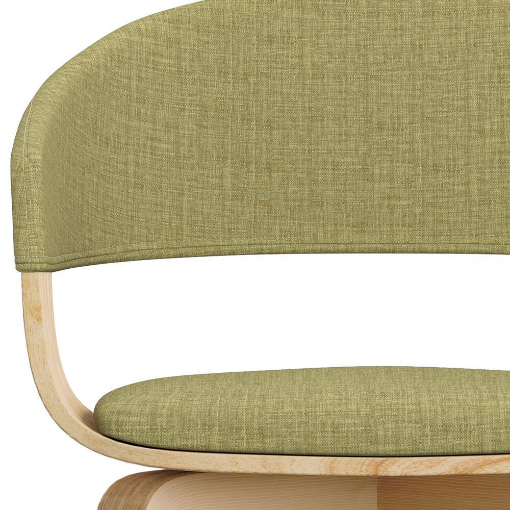 Acid Green Linen Upholstered Arm Chair with Natural Oak