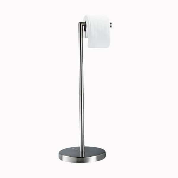 Round Free Standing Toilet Paper Holder Bathroom Accessories in Brushed Nickel