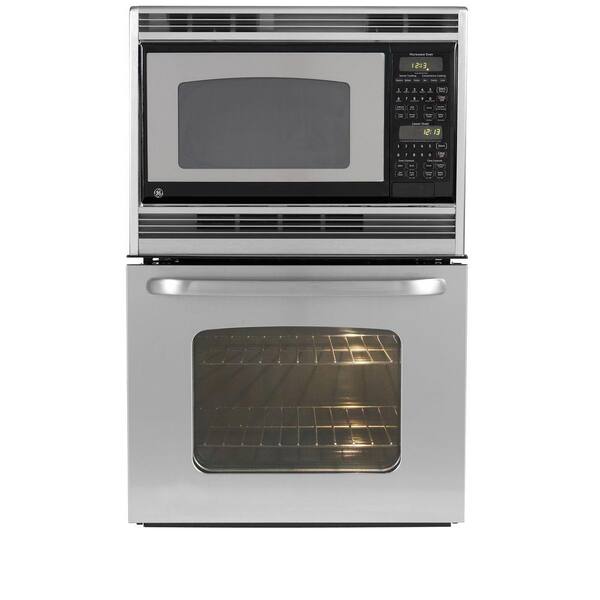 GE 27 in. Electric Wall Oven with Built-In Microwave in Stainless Steel