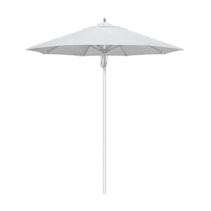 7.5 ft. Silver Aluminum Commercial Market Patio Umbrella Fiberglass Ribs and Pulley Lift in Natural Sunbrella