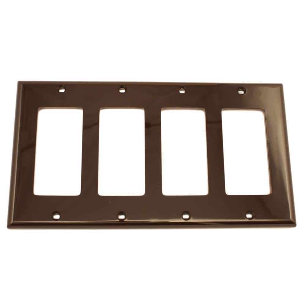 Leviton 4-Gang Brown Decora/Rocker Nylon Standard Wall Plate (1-Pack ...