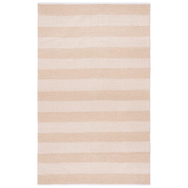 SAFAVIEH Striped Kilim Ivory Gold Doormat 3 ft. x 5 ft. Plaid Area Rug