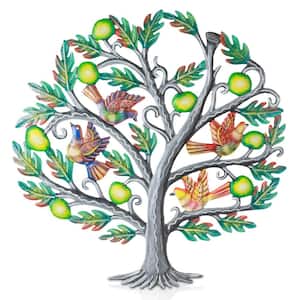 Apple Tree with Birds Haitian Steel Drum Wall Art