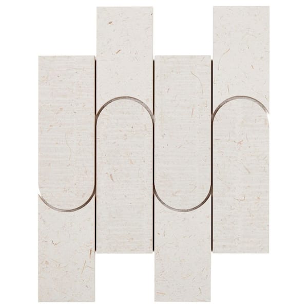 Illume Tokyo Cream 4 in. x 0.35 in. Limestone Look Textured Matte Porcelain Mosaic Floor and Wall Tile Sample