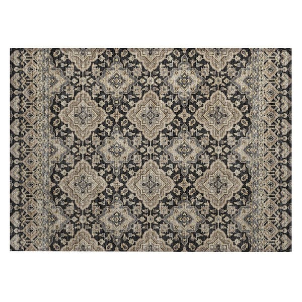 Chantille Machine Washable Indoor/Outdoor Abstract ACN3104 Black 3 ft. x 4 ft. Area Rug