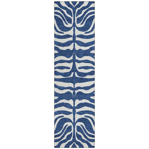 Chantille Machine Washable Indoor/Outdoor Abstract ACN1042 Navy 2 ft. 3 in. x 7 ft. 6 in. Area Rug