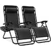Best Choice Products Black Metal Zero Gravity Reclining Lawn Chair with Cup Holders (2-Pack) SKY904