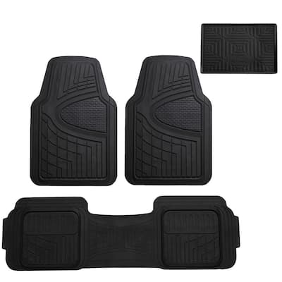 Black Heavy Duty Liners Trimmable Touchdown Floor Mats - Universal Fit for Cars, SUVs, Vans and Trucks - Full Set