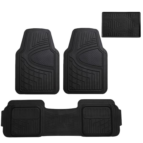 FH Group Black Heavy Duty Liners Trimmable Touchdown Floor Mats - Universal Fit for Cars, SUVs, Vans and Trucks - Full Set