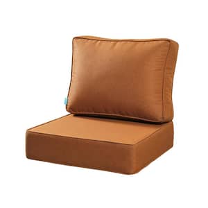 Outdoor Deep Seat Square Cushion/Pillow Set 24x24" 18x24", for Lounge Chair Loveseat Bench (Signal Orange)