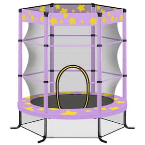 4.58 ft. Purple Kids Trampoline with Safety Enclosure Net