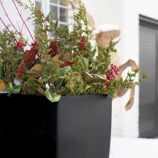 Mayne Kobi 38 in. Tall Black Self-Watering Polyethylene Planter