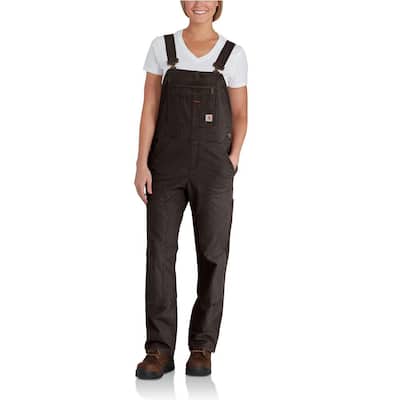 Women's Small Short Dark Brown Cotton/Spandex Crawford Double Front Unlined Bib Overalls